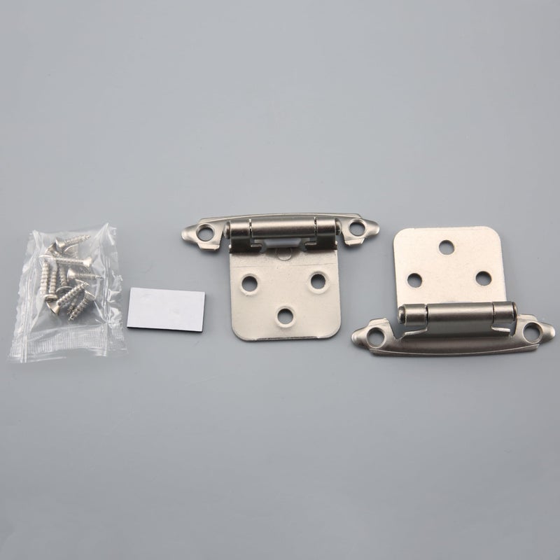 HOME MASTER HARDWARE 50 Packs (25 Pairs) 1/2" Inset Satin Nickel Cabinet Hinges, Self Closing Cabinet Door Hinges with Door Bumper, Semi-Concealed Hinges for Kitchen/Furniture Cabinets & Doors - Image 5